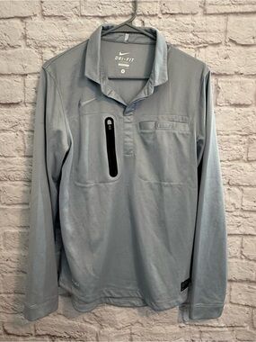 NIKE MENS REFEREE'S SHIRT LONG SLEEVE size SMALL grey and black Dri- Fit